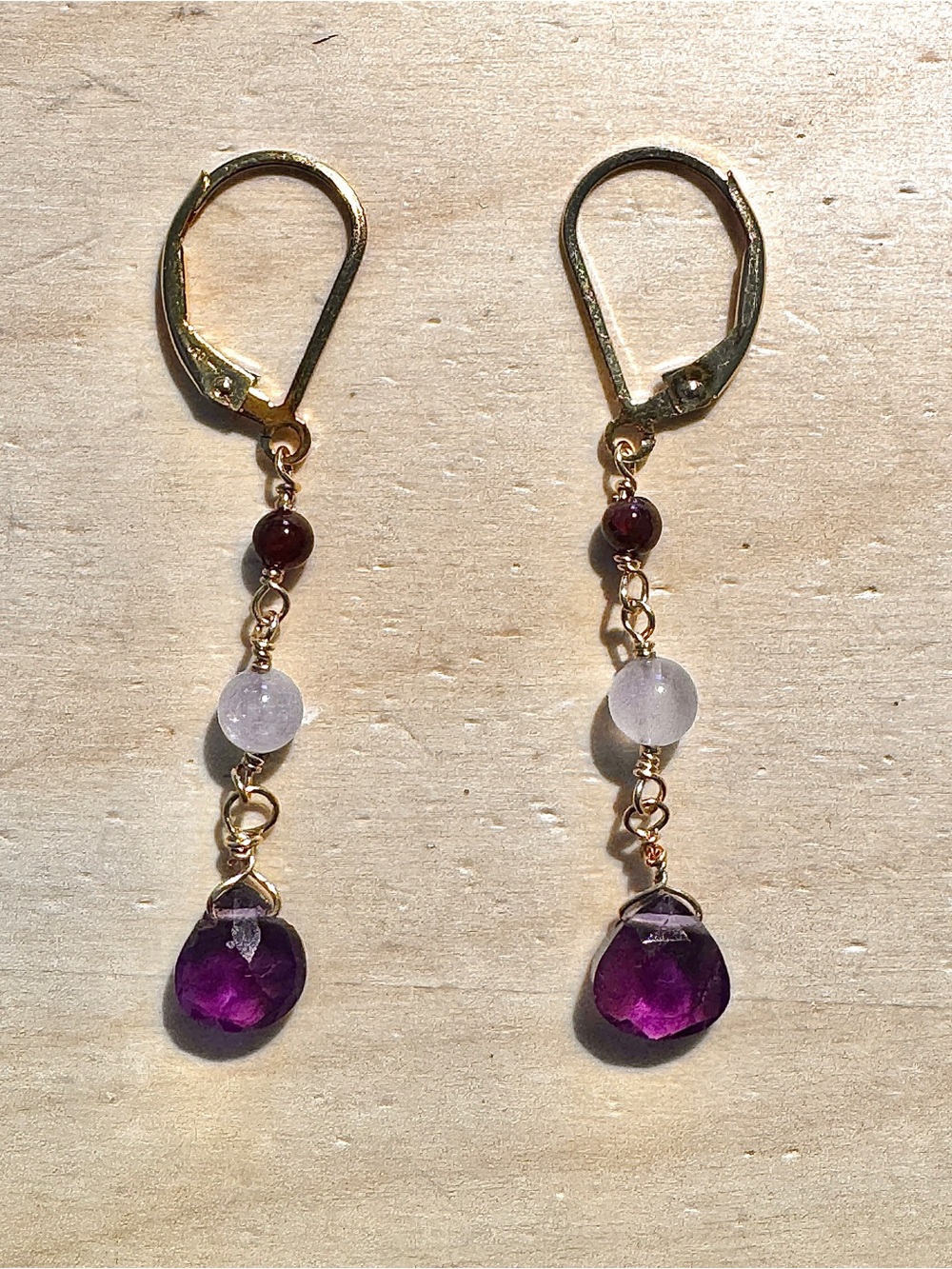 14kt Gold Filled Gen Amethyst stones and lilac round jade bead.